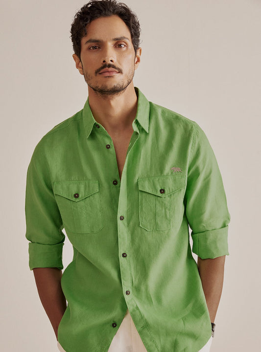 Mantis Green Linen Shirt