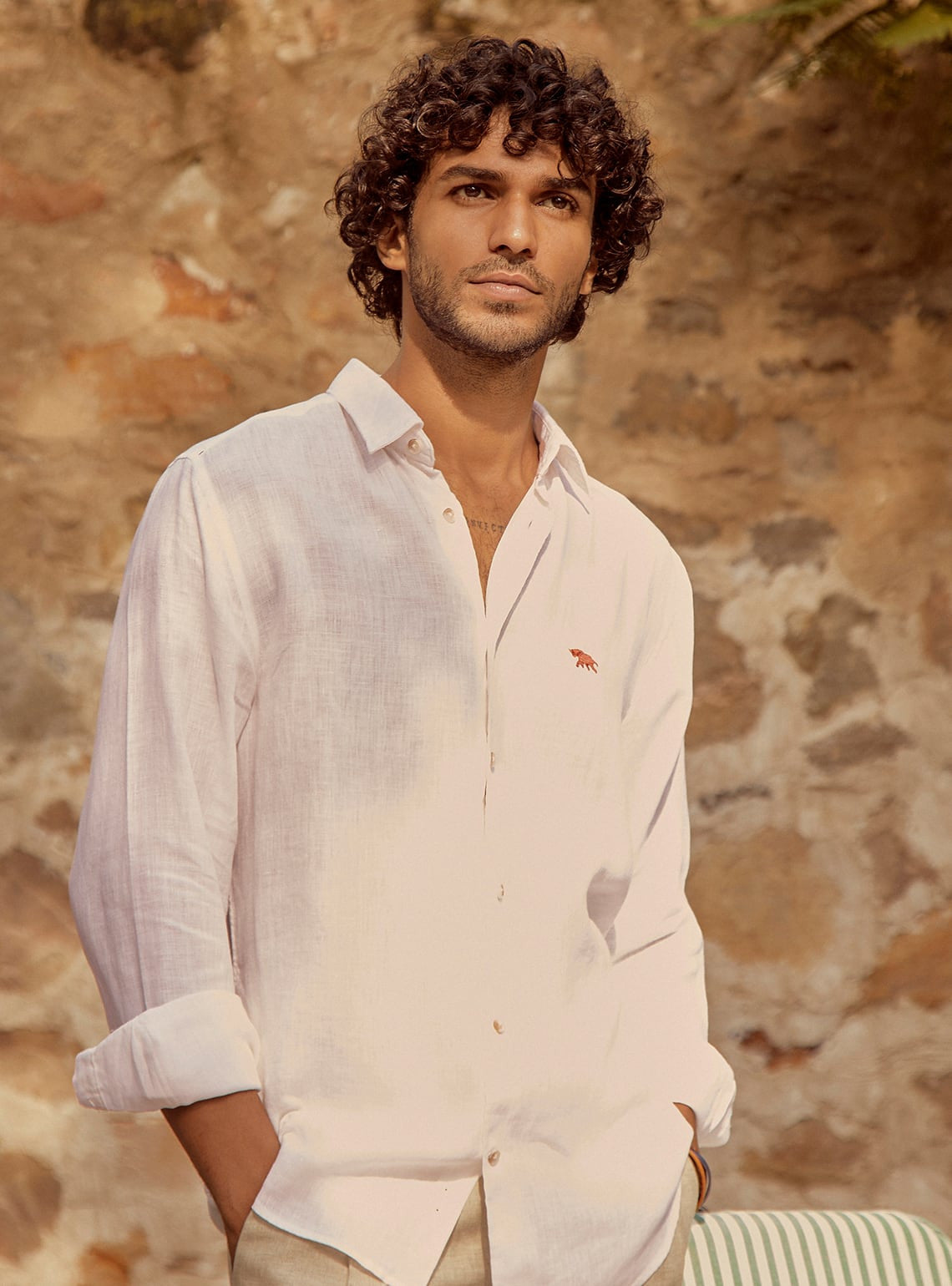 Essential White Linen Orange Mark Shirt