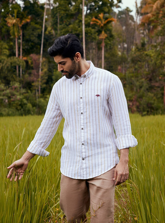 Khaki Gold Stripe Shirt