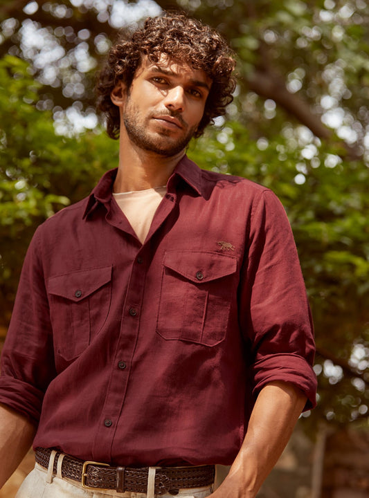Mulberry Red Linen Shirt