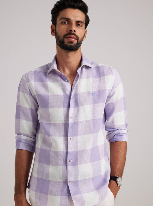 Lavender Grid Linen Shirt