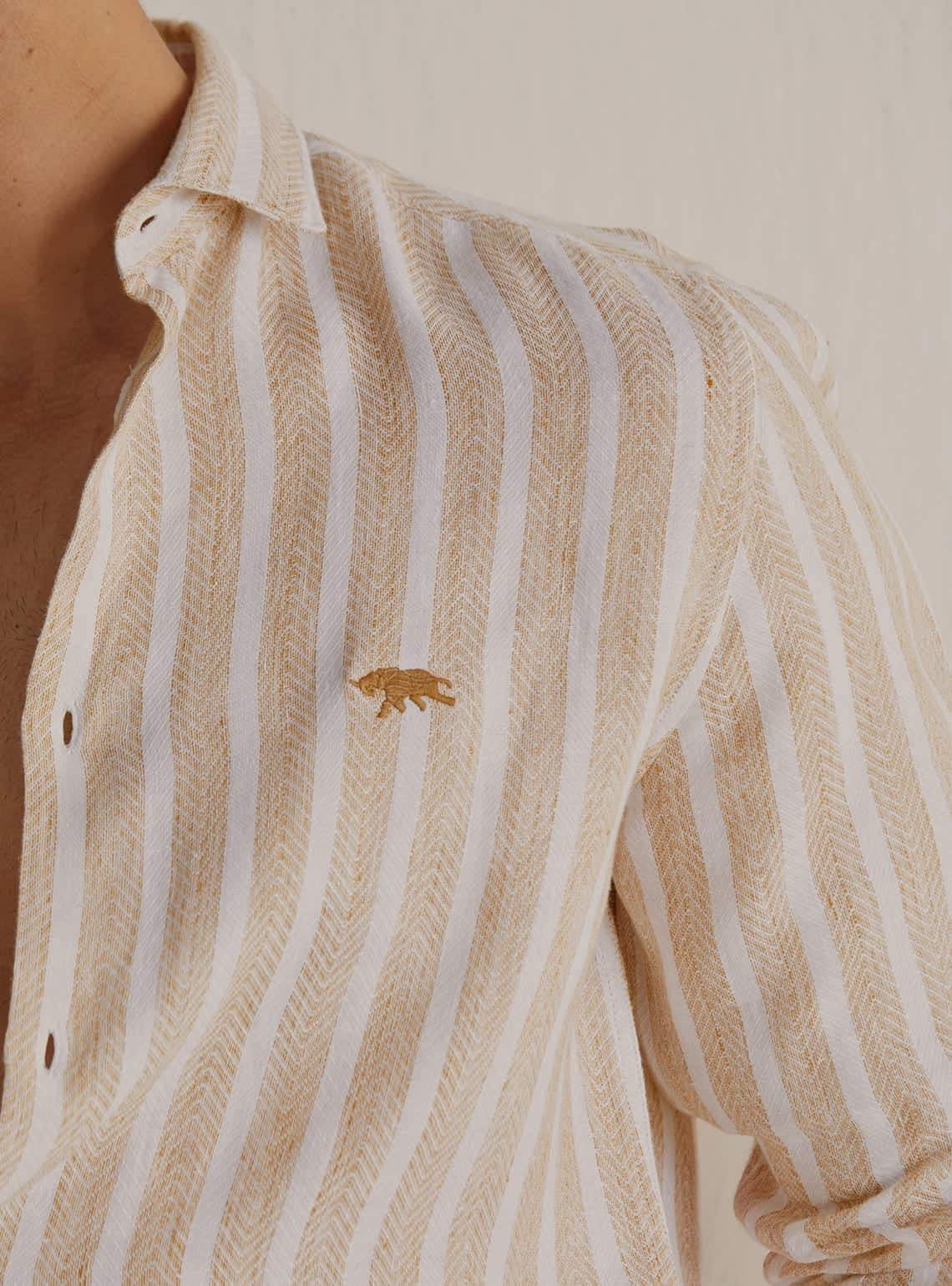 Striped Sand Linen Shirt