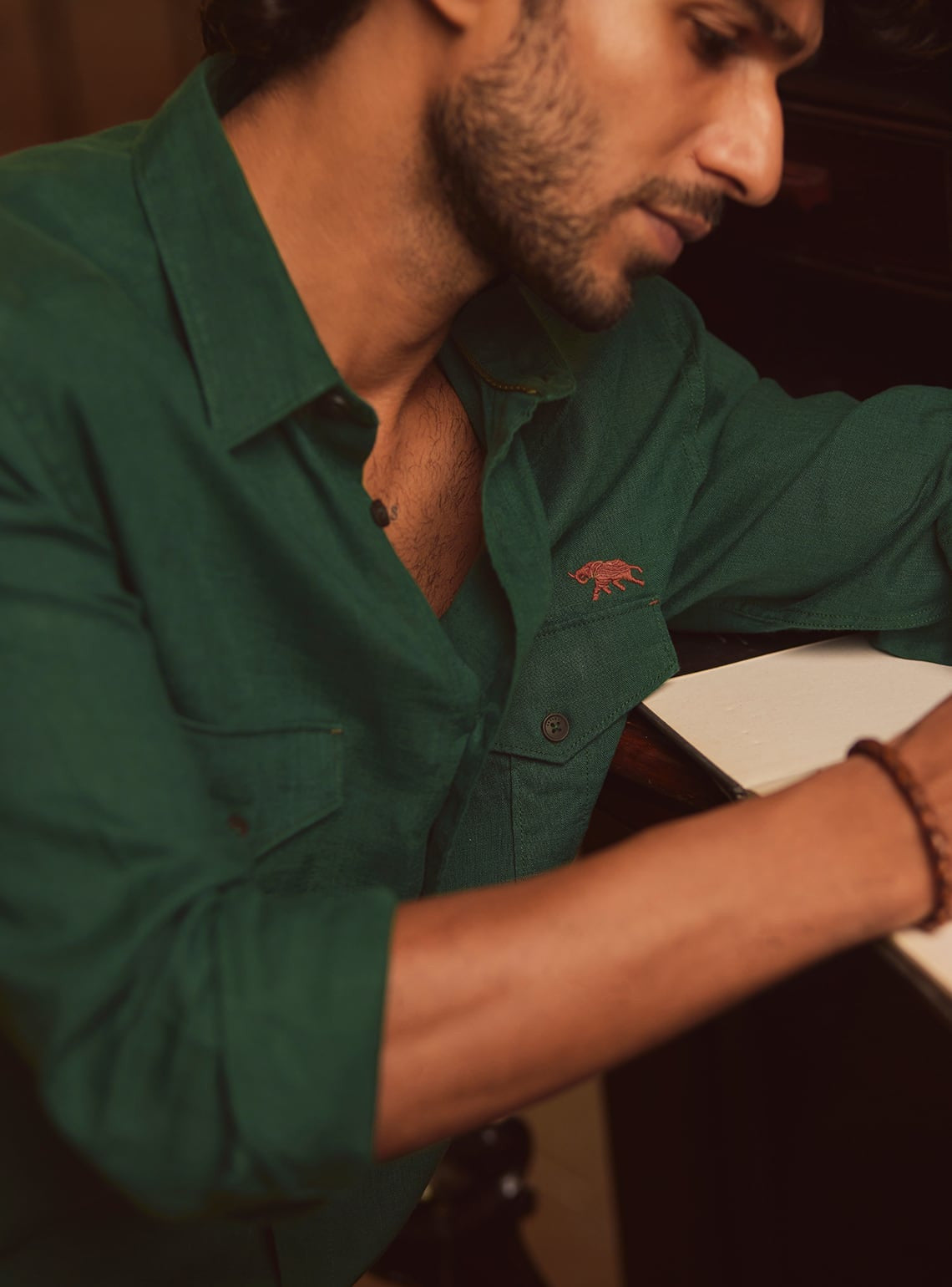 Fall Green Linen Shirt