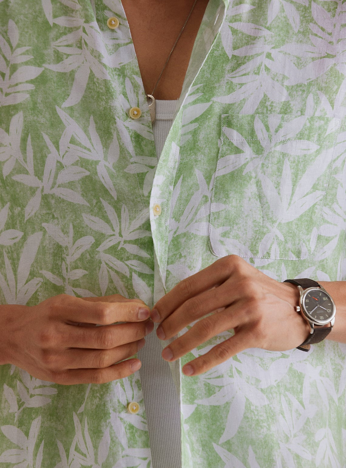 Tropical Lime Linen Shirt