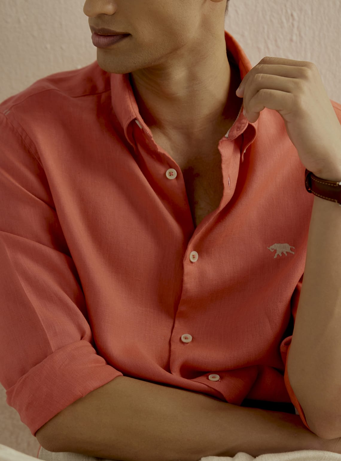 Crimson Coral Linen Shirt