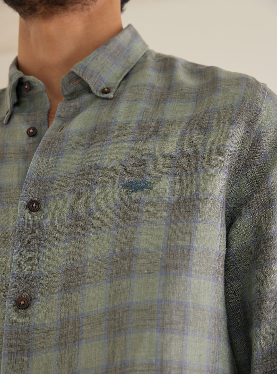 Sage Check Linen Shirt