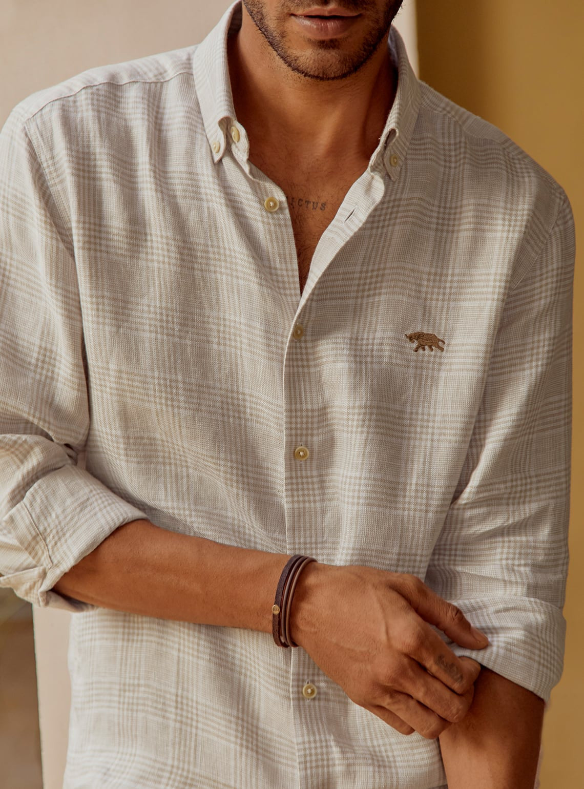 Taupe Basket Linen Shirt