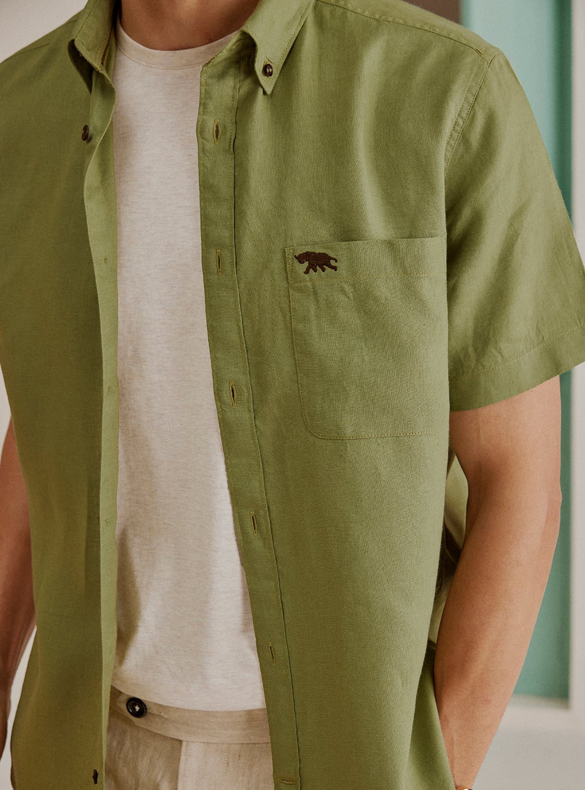 Deep Olive Linen Shirt