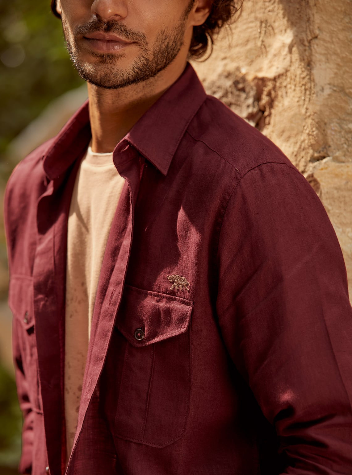 Mulberry Red Linen Shirt