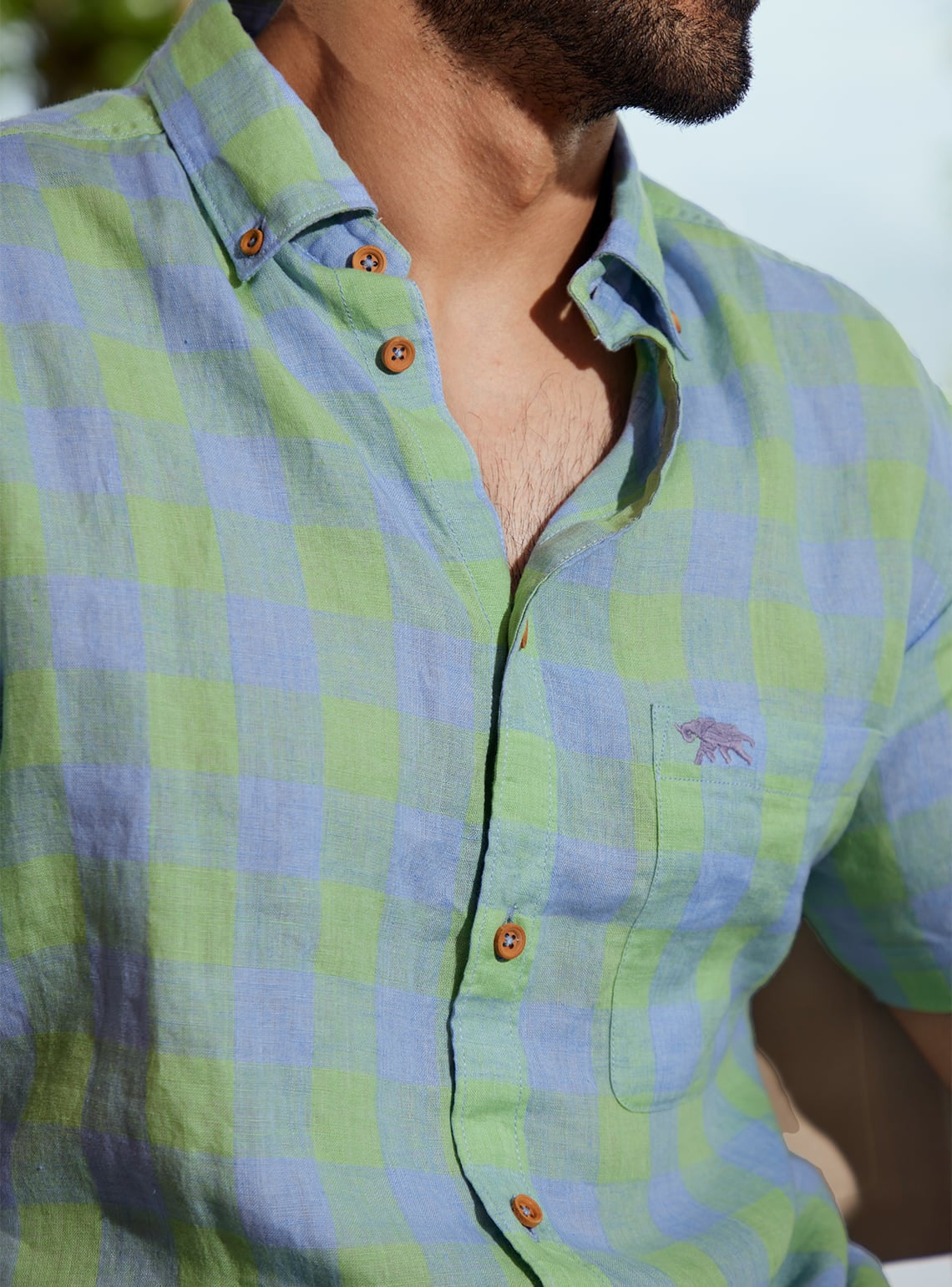 Bermuda Green Grid Half Shirt