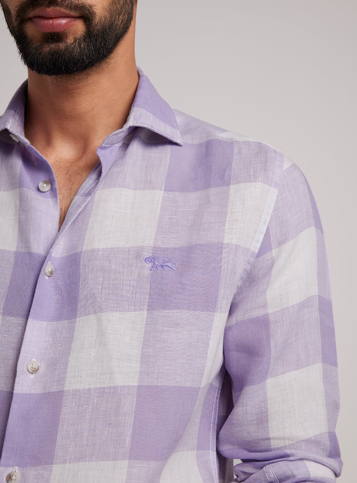 Lavender Grid Linen Shirt
