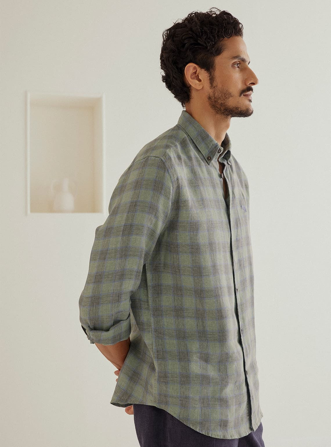 Sage Check Linen Shirt