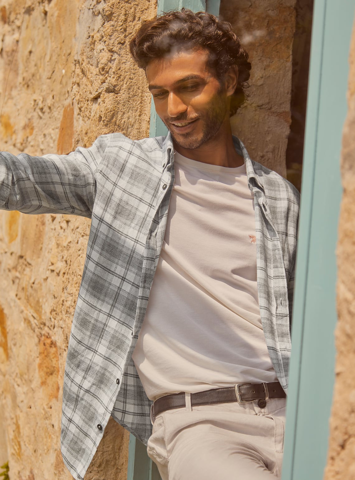 Grey Check Linen Shirt