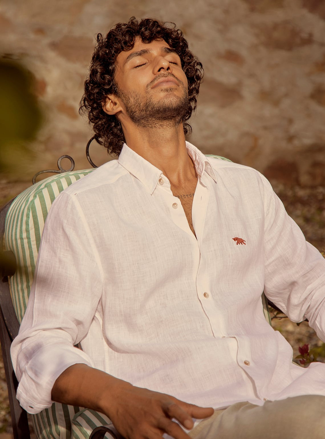 Essential White Linen Orange Mark Shirt