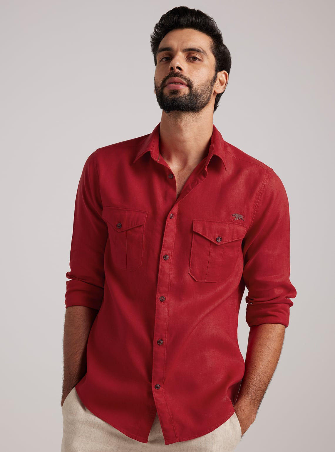 Barn Red Linen Explorer Shirt