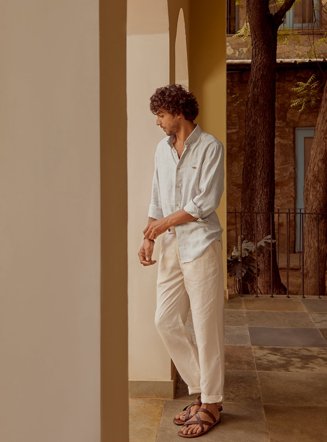 Taupe Basket Linen Shirt