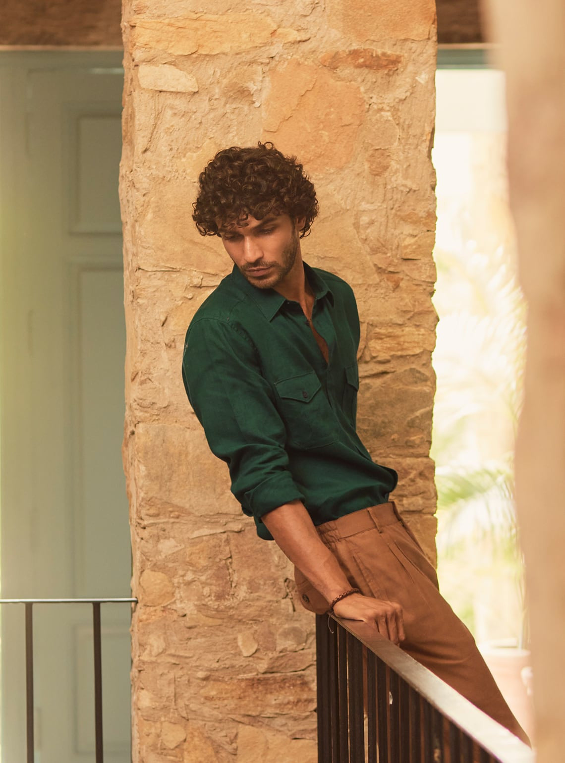 Fall Green Linen Shirt