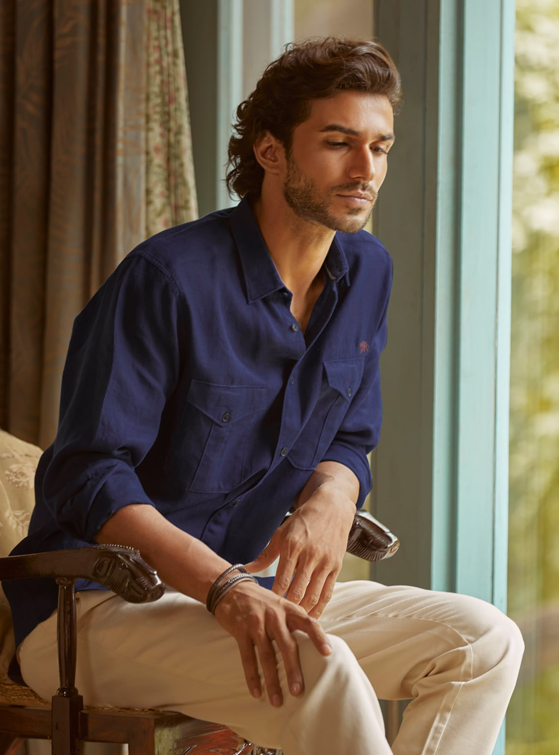 Midnight Blue Safari Linen Shirt