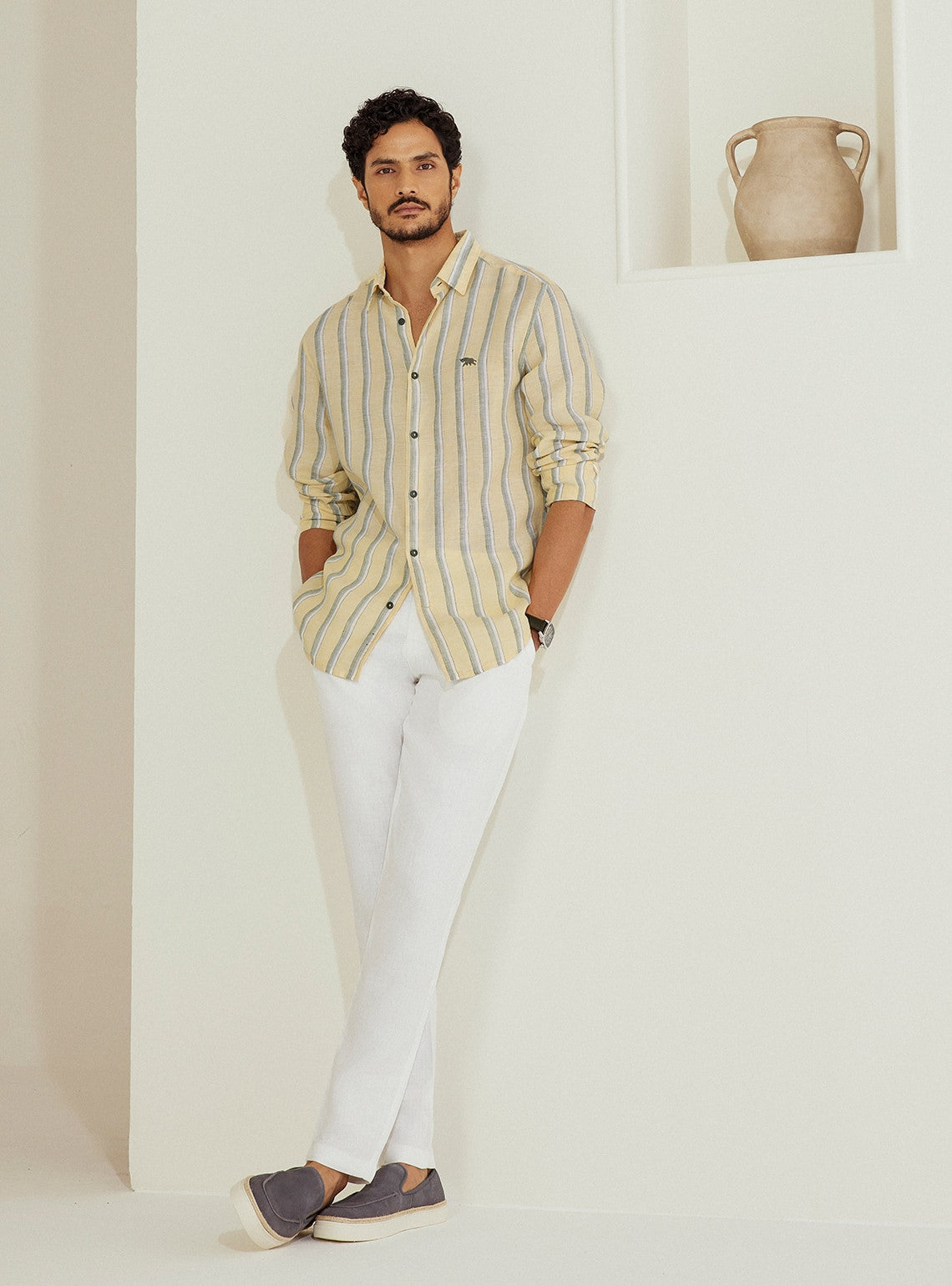 Lemon Stripe Linen Shirt