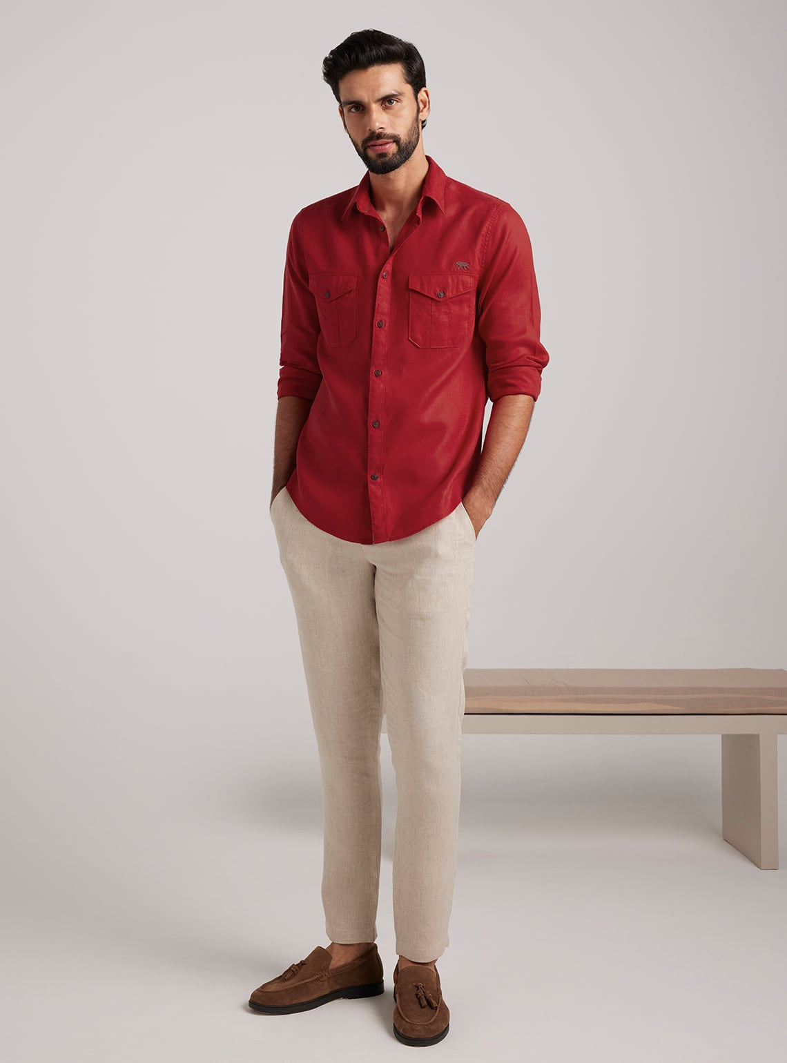 Barn Red Linen Explorer Shirt