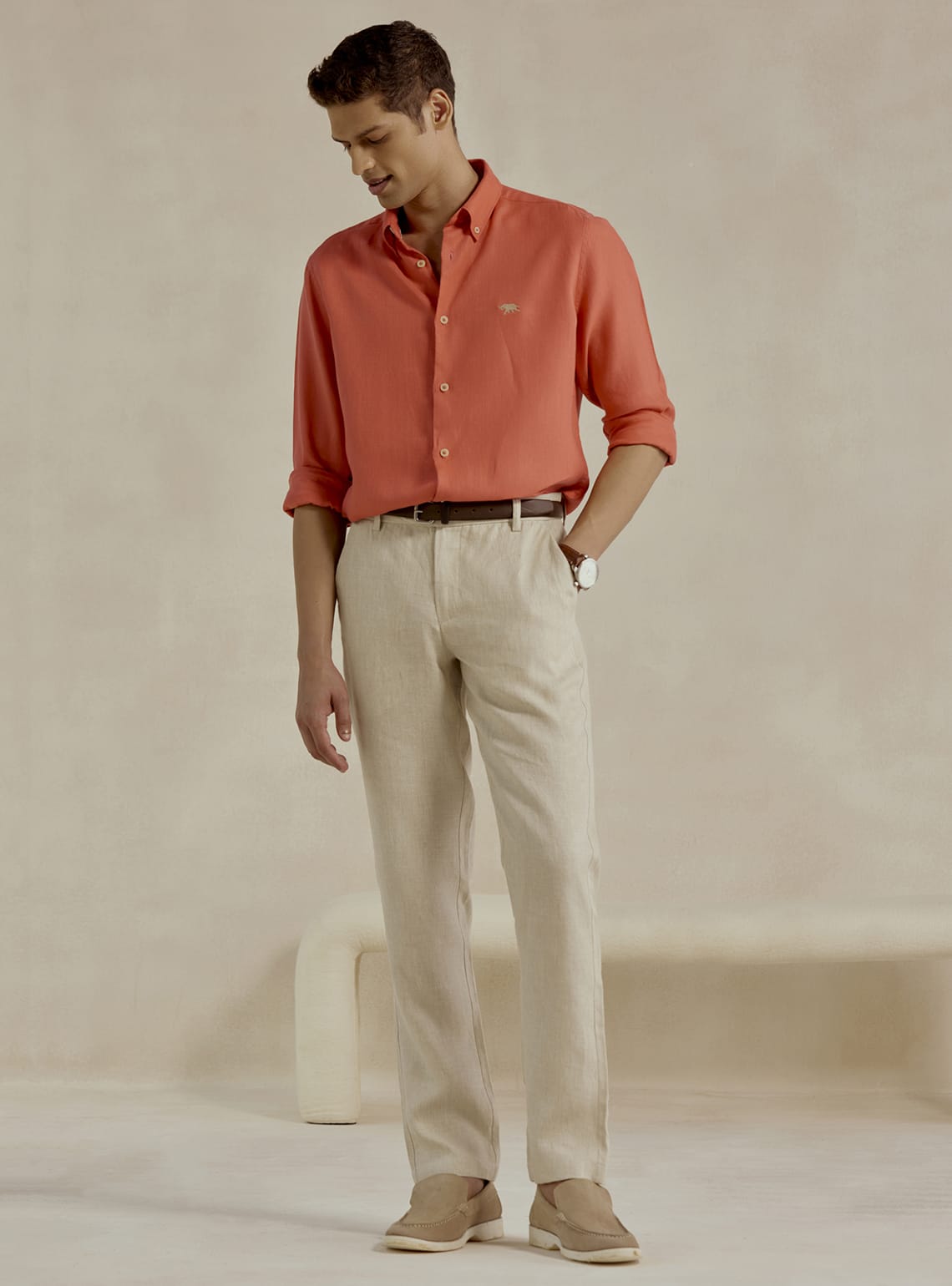 Crimson Coral Linen Shirt