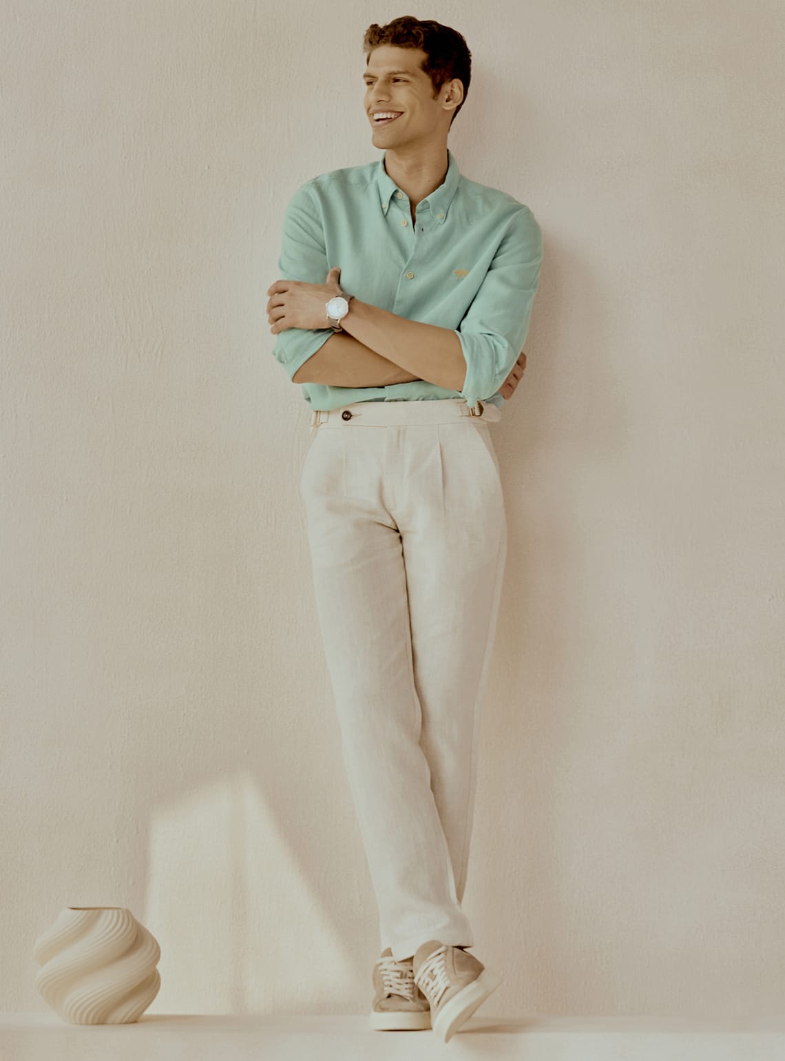 Aqua Teal Linen Shirt