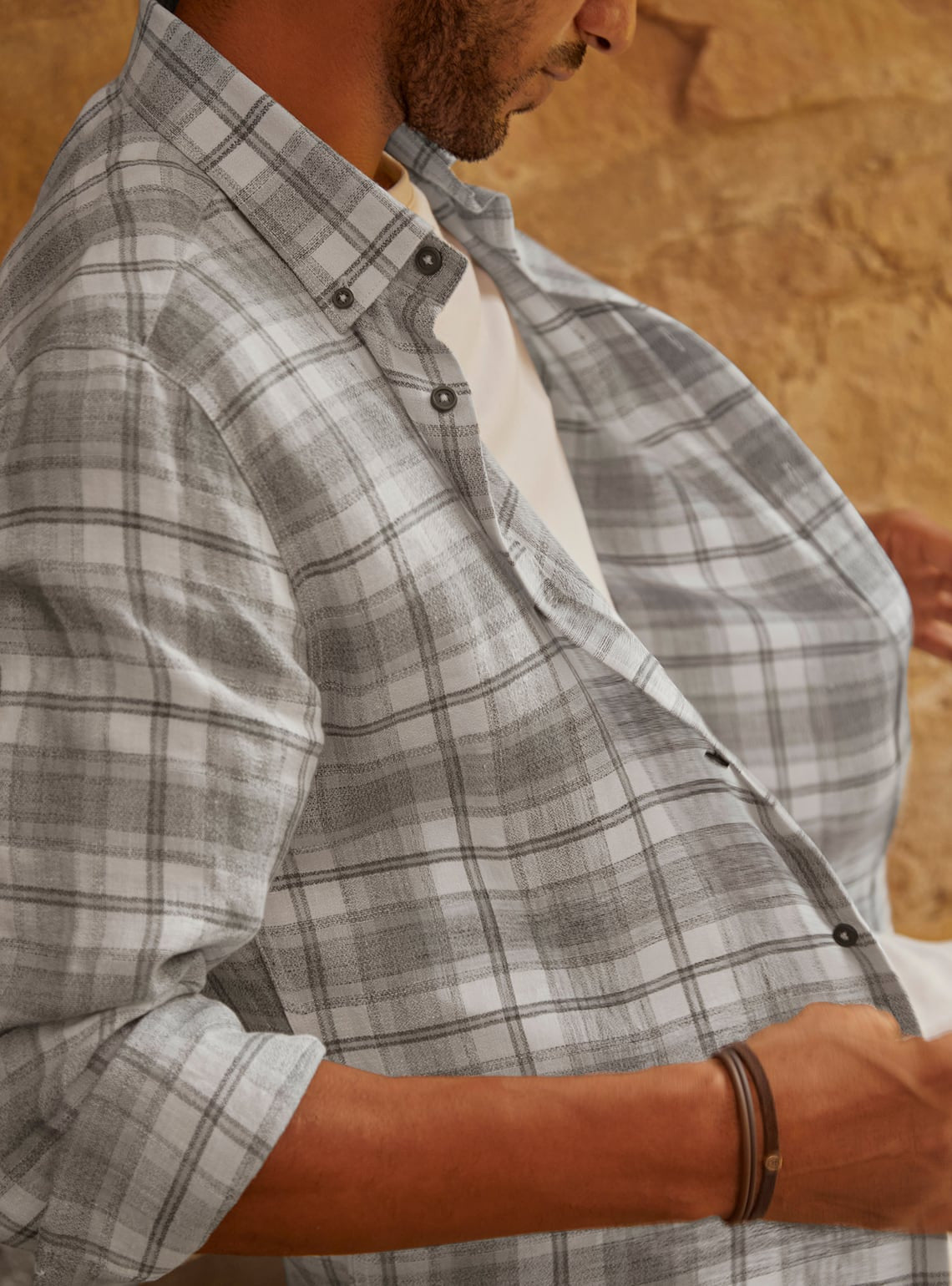 Grey Check Linen Shirt