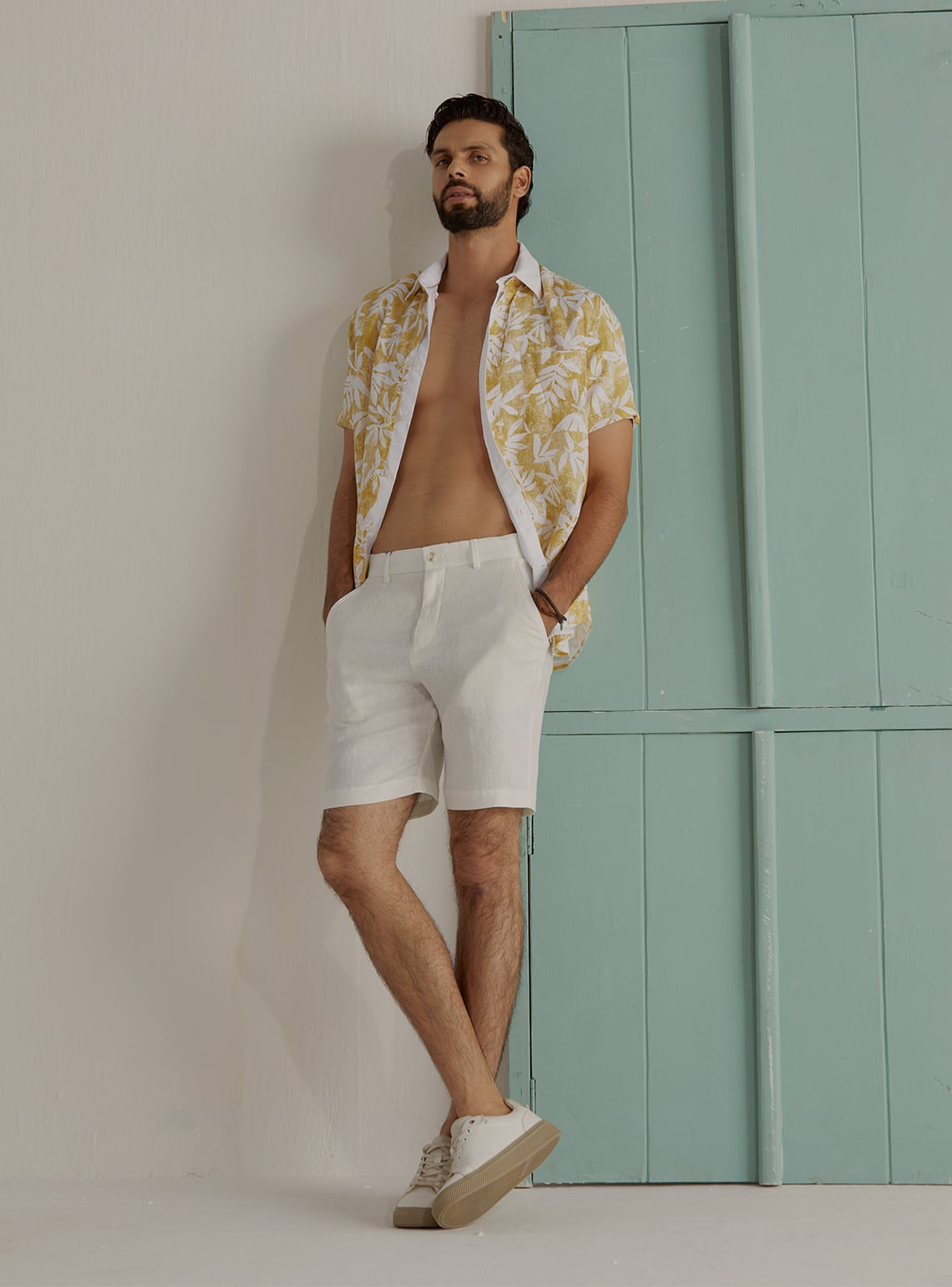 Tropical Mustard Linen Shirt