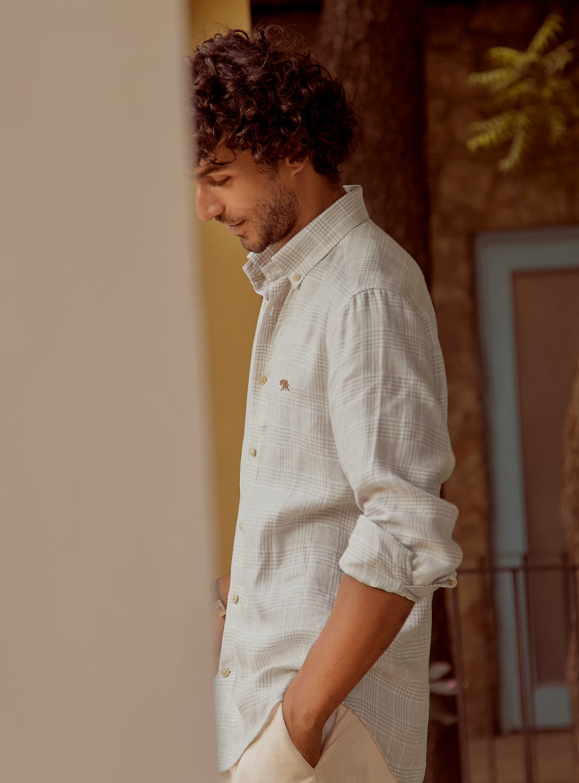 Taupe Basket Linen Shirt