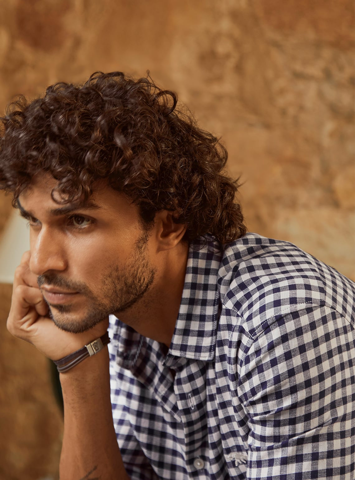 Royal Blue Check Linen Shirt