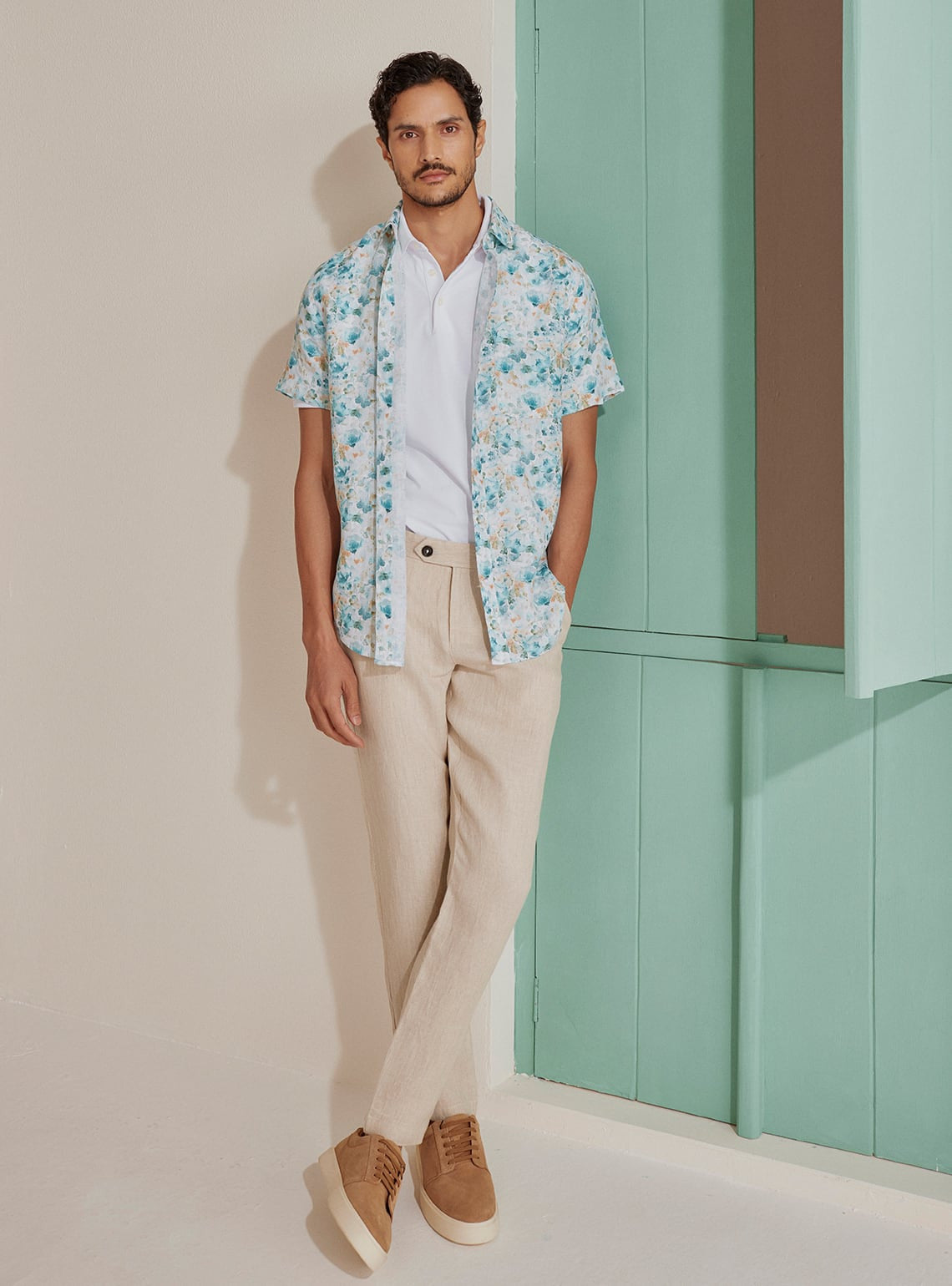 Cerulean Floral Linen Shirt
