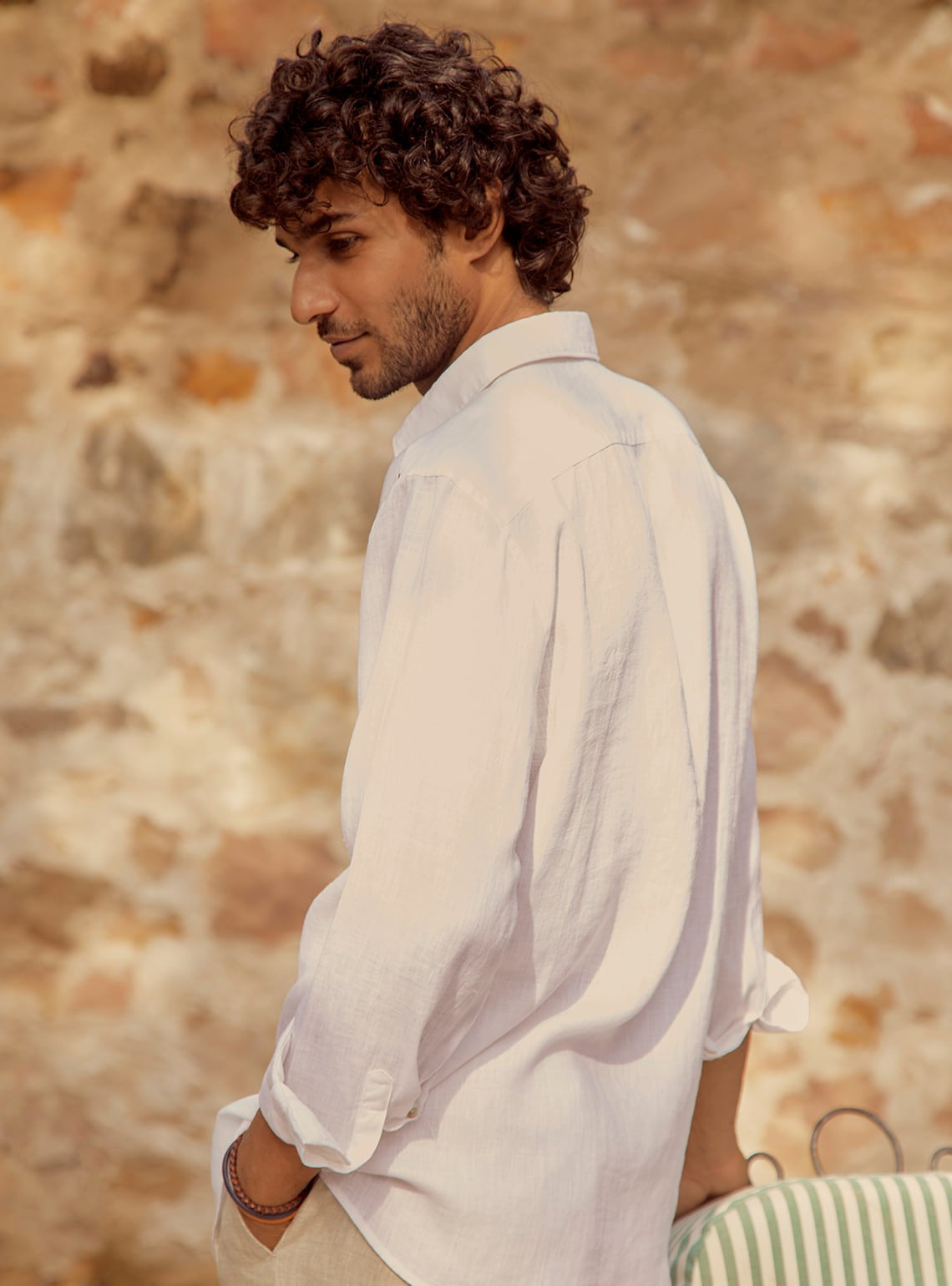 Essential White Linen Orange Mark Shirt