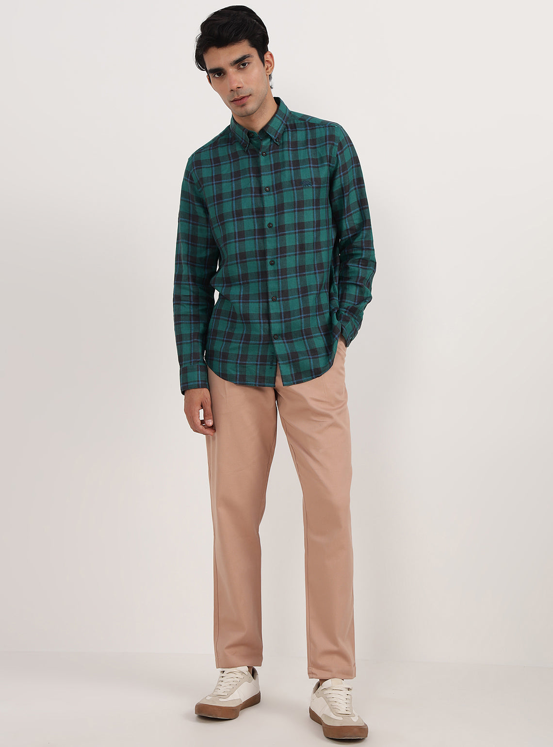 Viridian Grid Linen Shirt