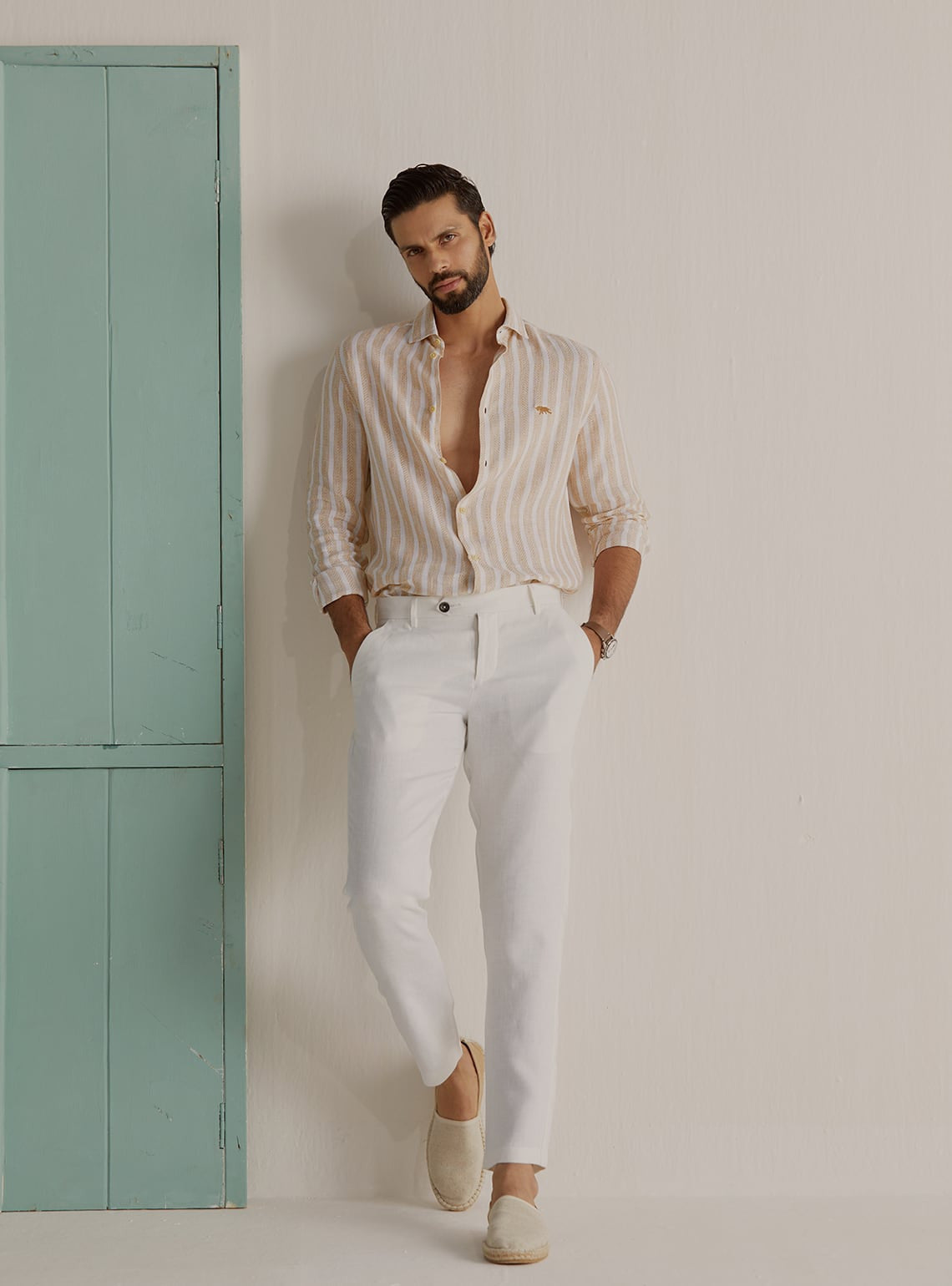 Striped Sand Linen Shirt