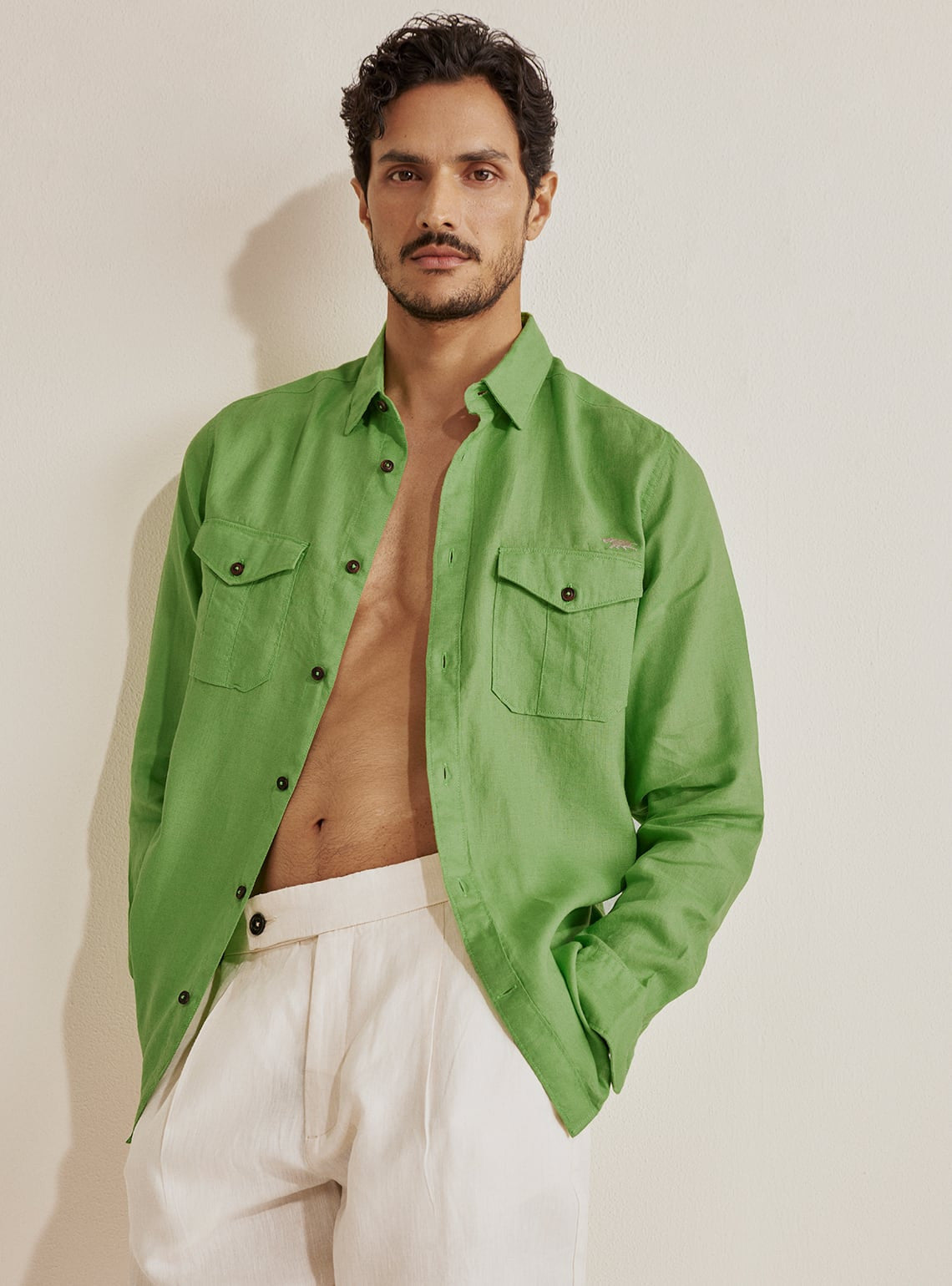 Mantis Green Linen Shirt