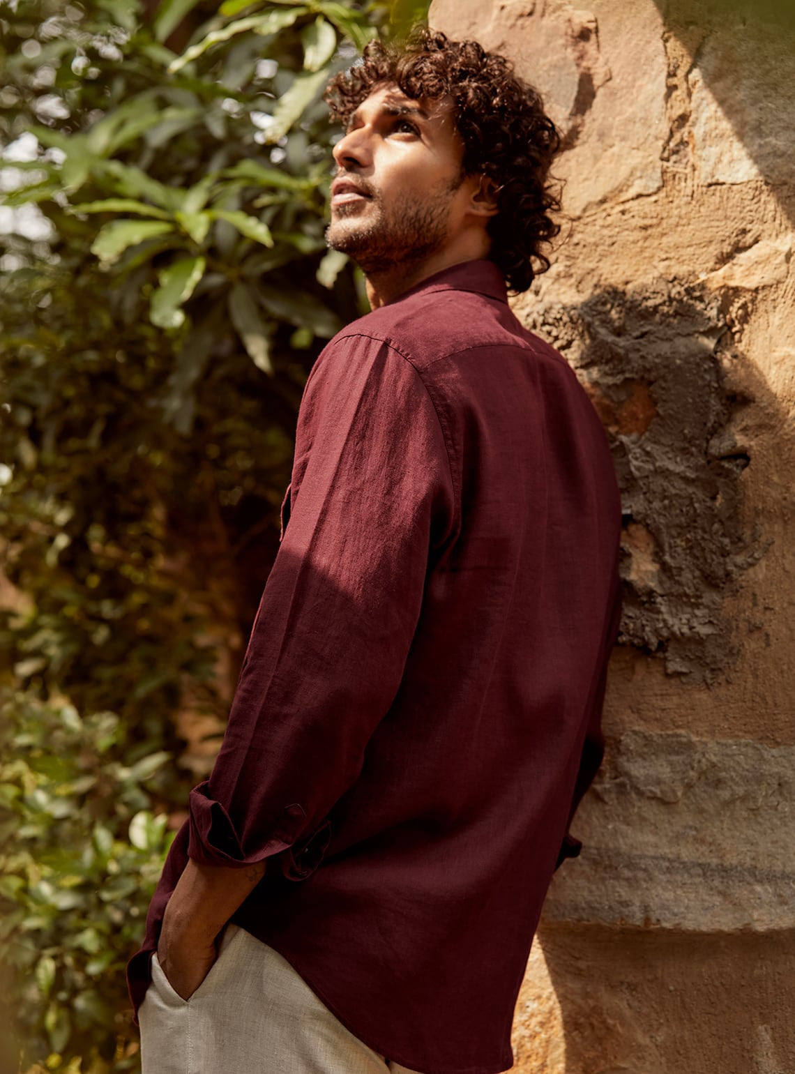 Mulberry Red Linen Shirt