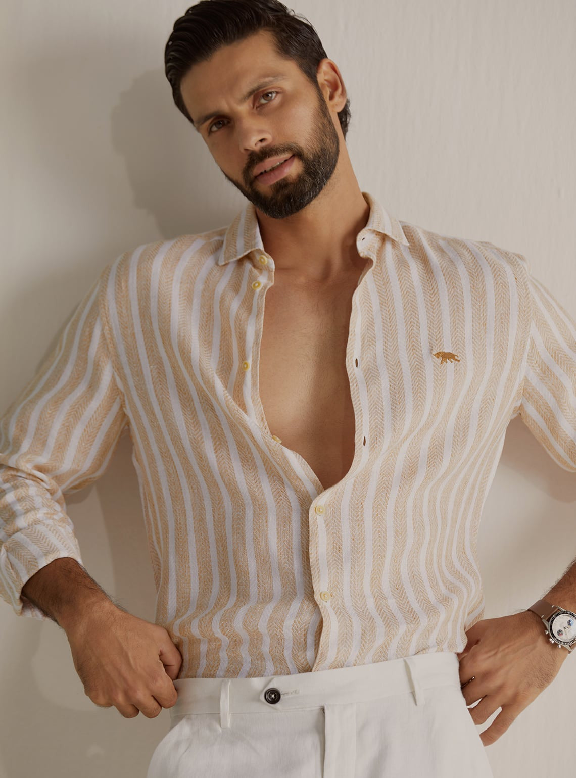 Striped Sand Linen Shirt