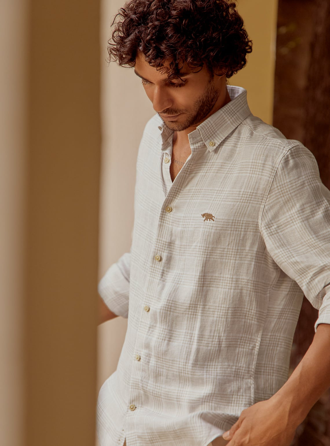 Taupe Basket Linen Shirt