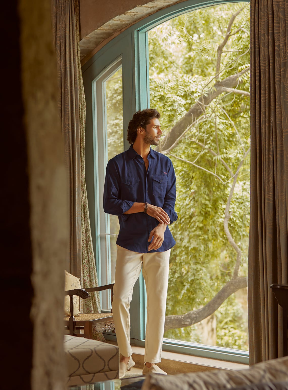 Midnight Blue Safari Linen Shirt