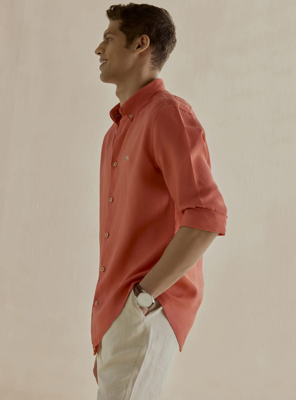 Crimson Coral Linen Shirt