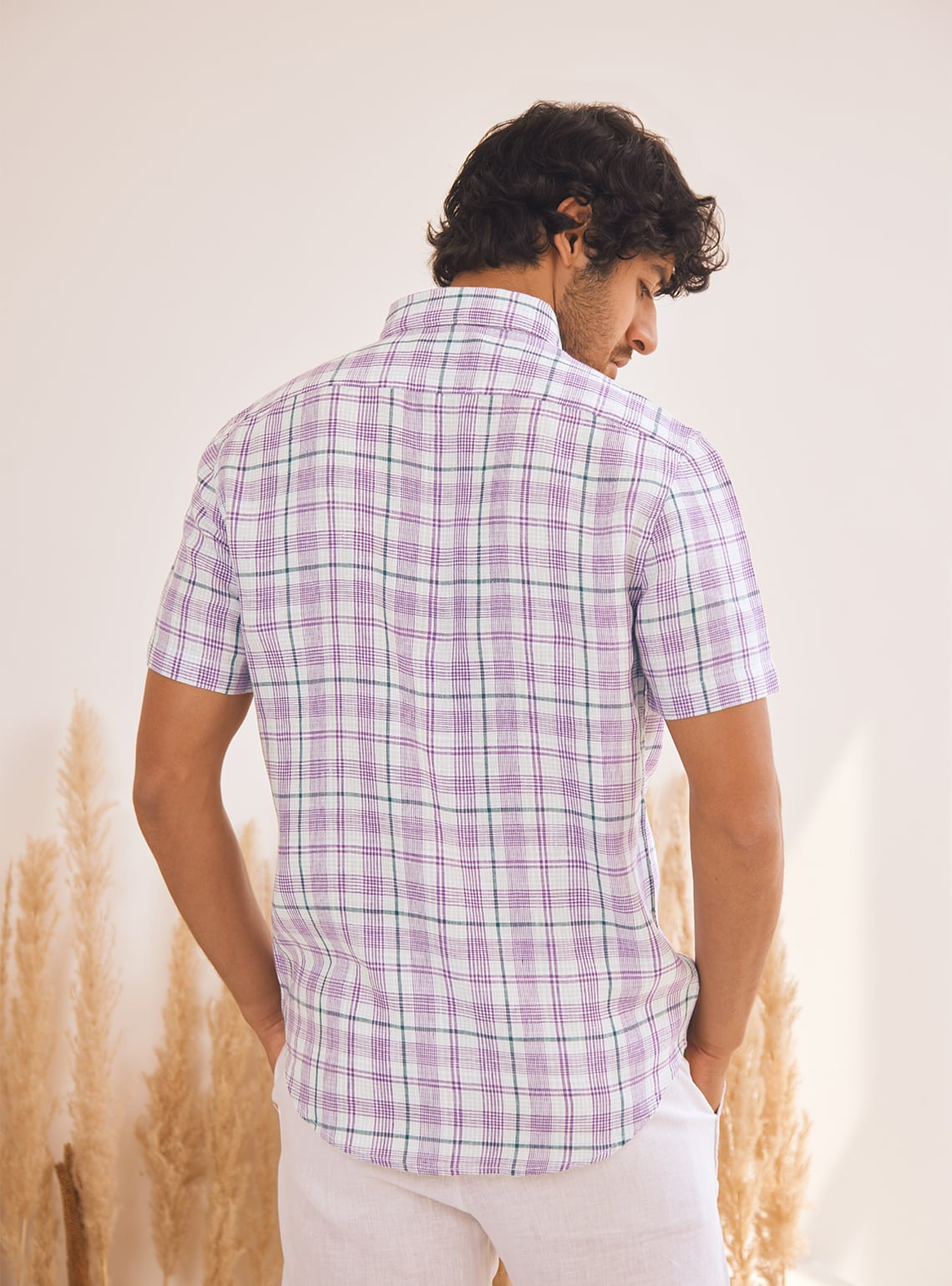 Water Lily Grid Half Shirt