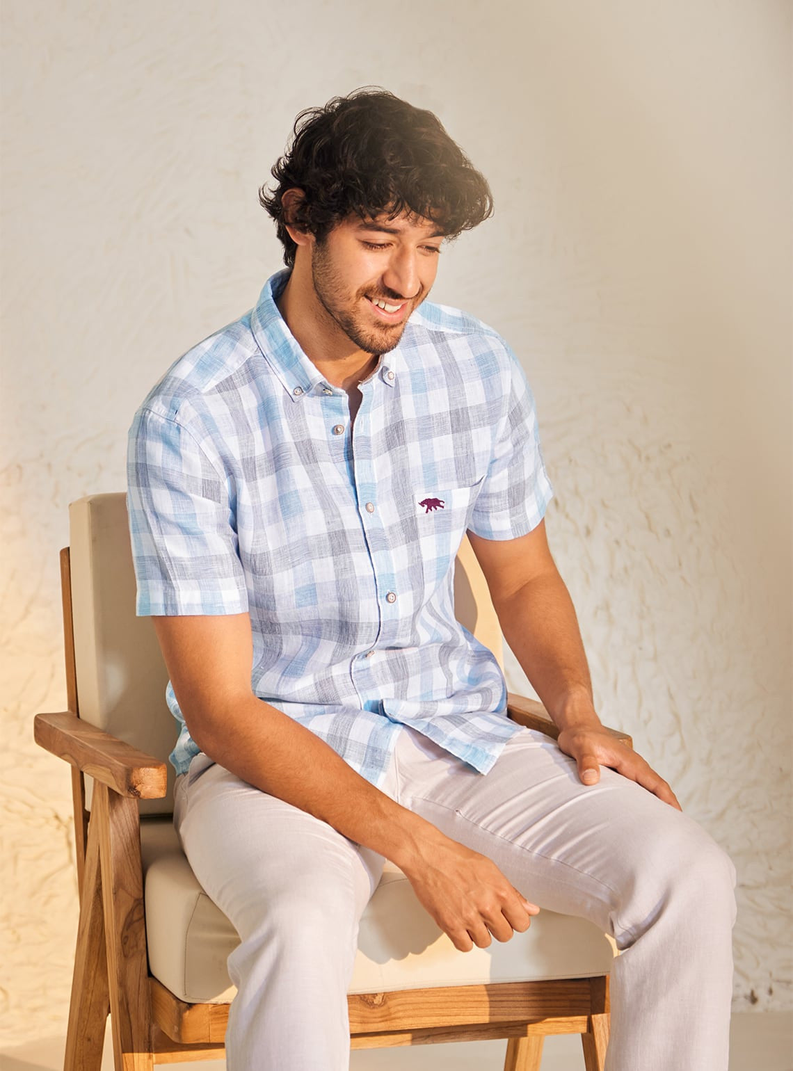 Havelock Blue Check Half Shirt