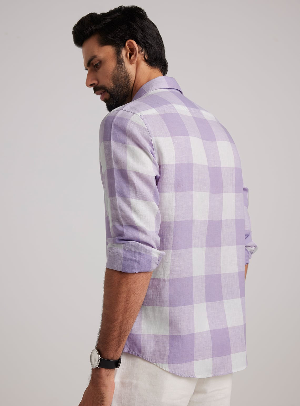 Lavender Grid Linen Shirt