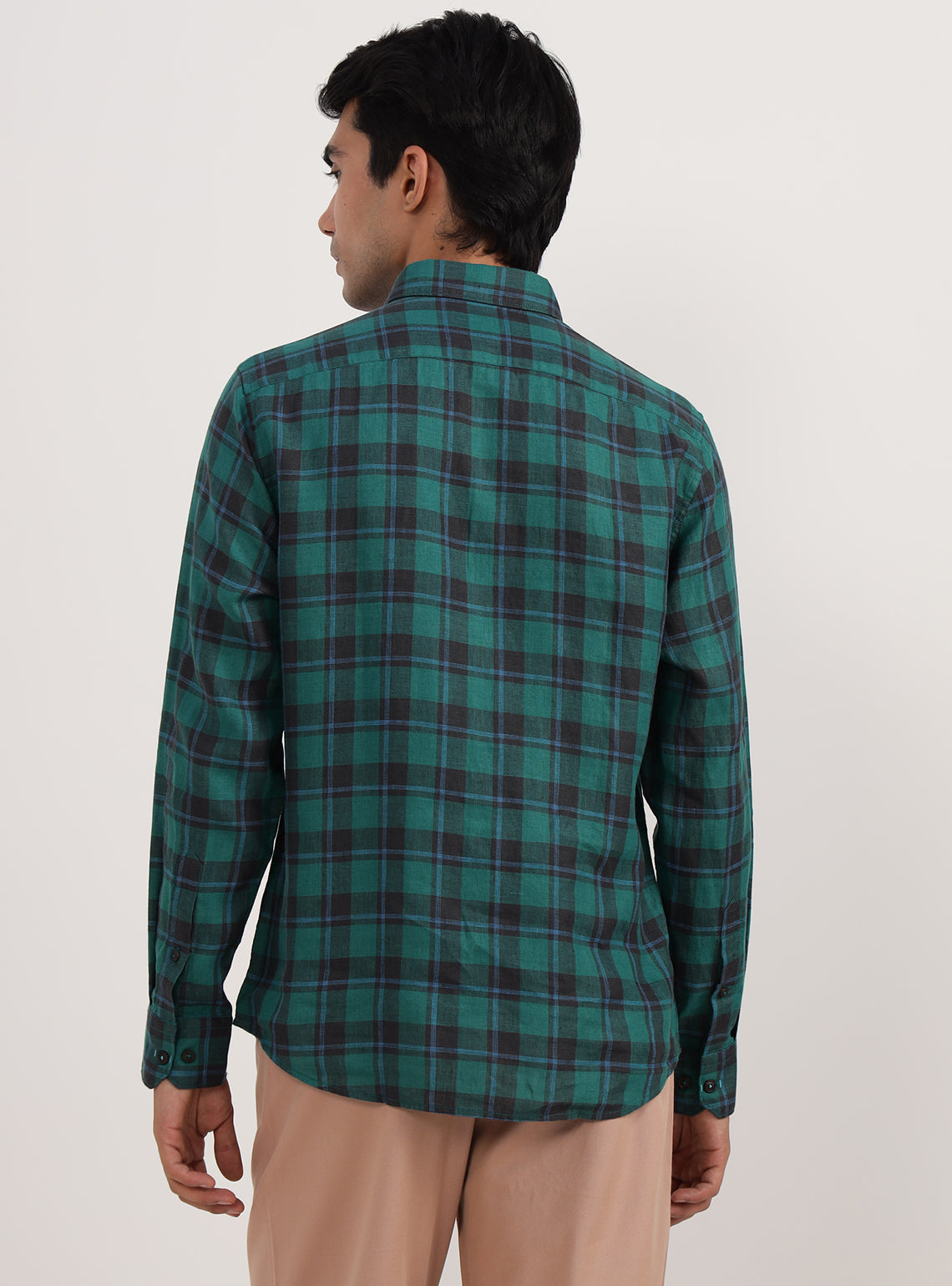 Viridian Grid Linen Shirt