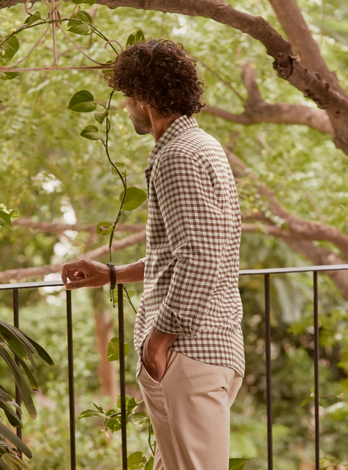 Otter Brown Check Linen Shirt