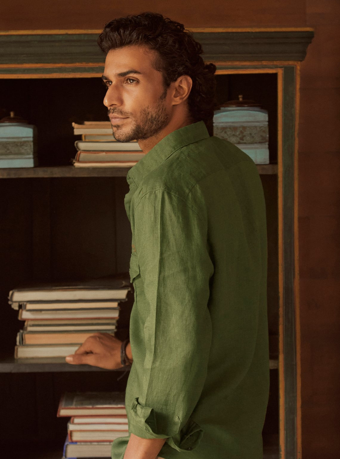 Moss Green Linen Shirt