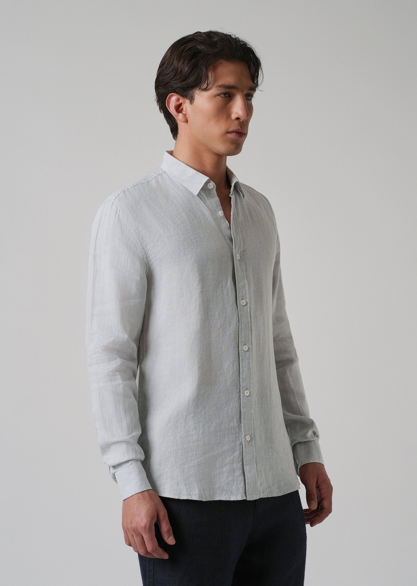 100% Pure Ash Grey Linen Shirt