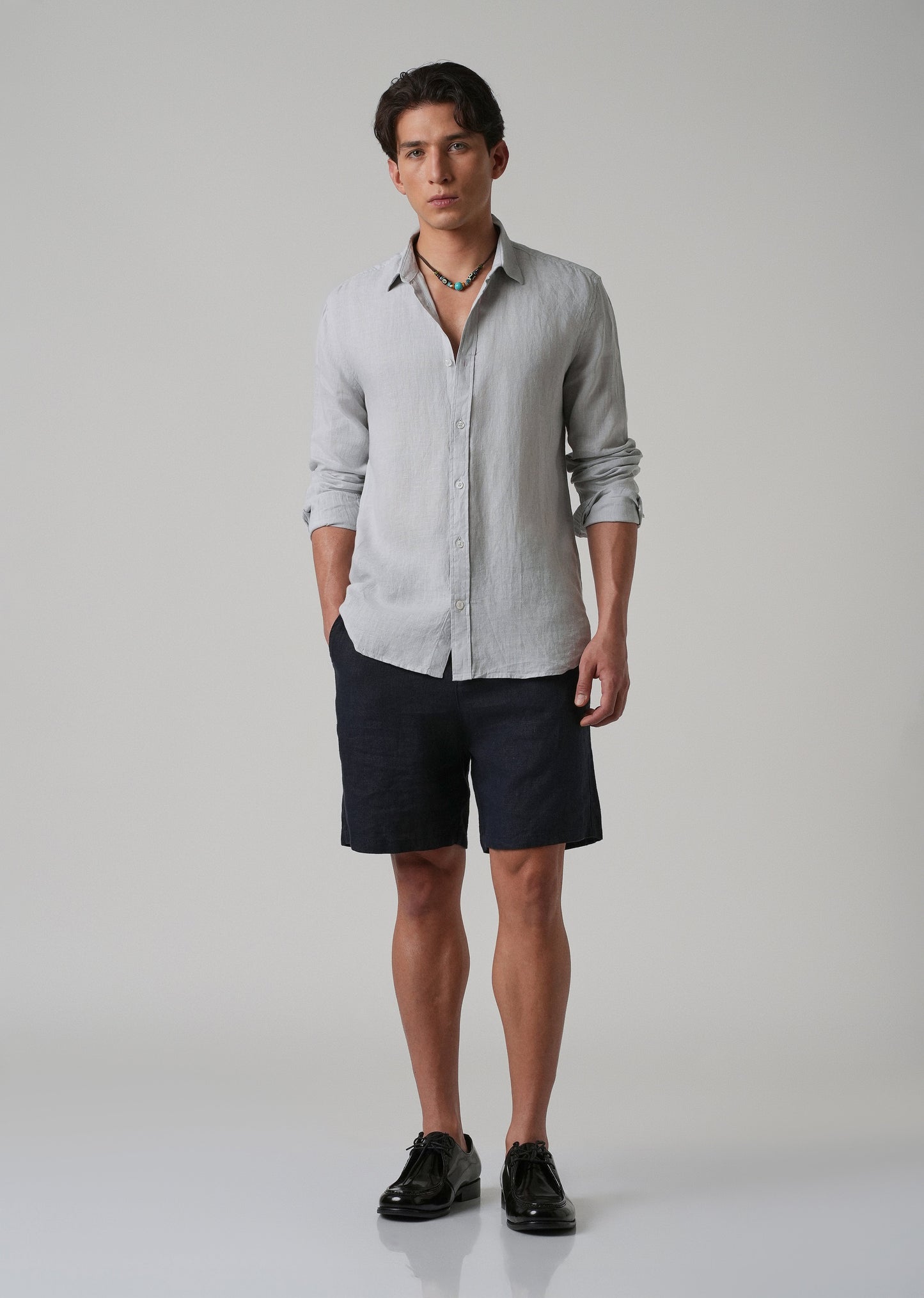 100% Pure Ash Grey Linen Shirt