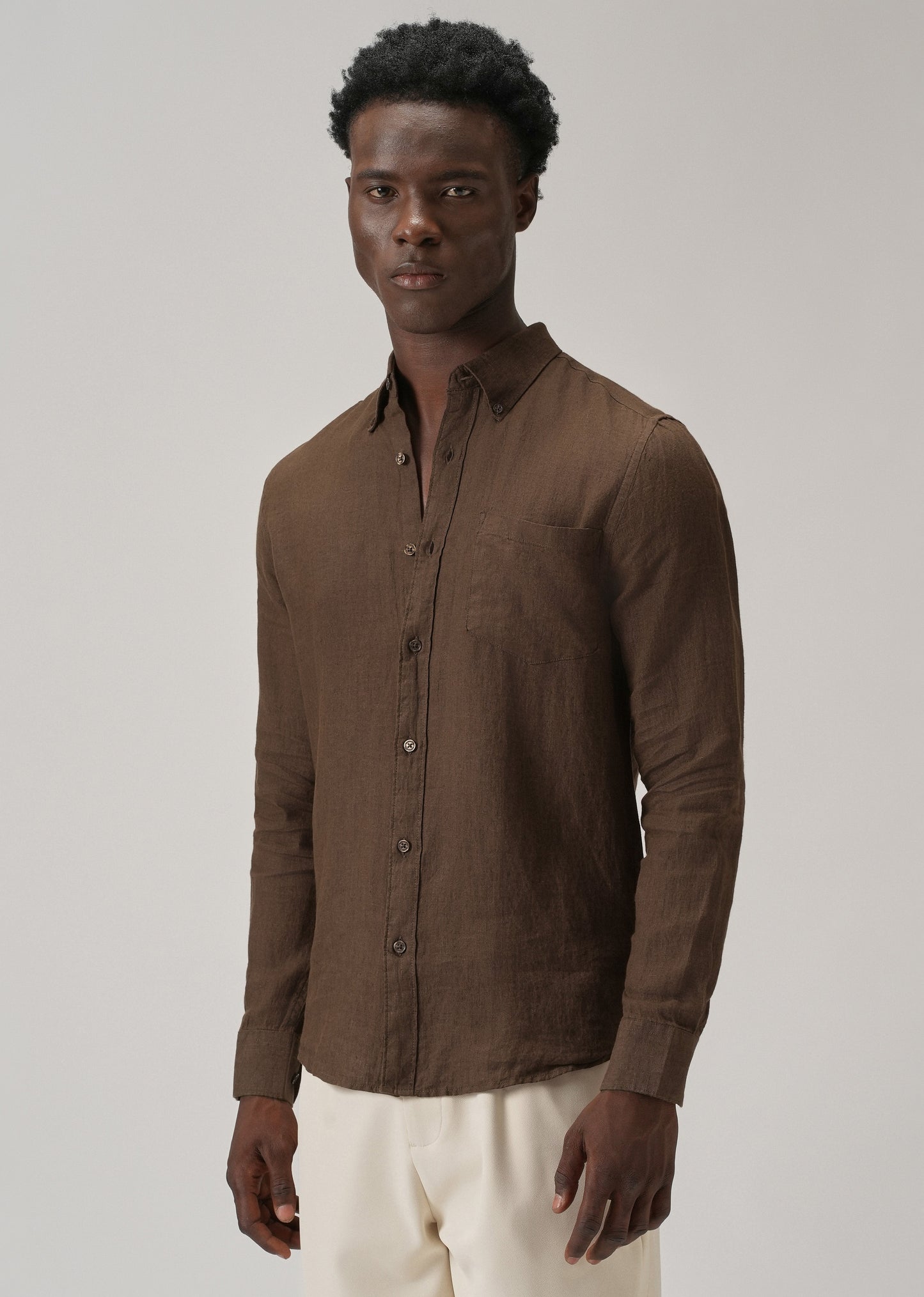 100% Pure Brown Linen Shirt