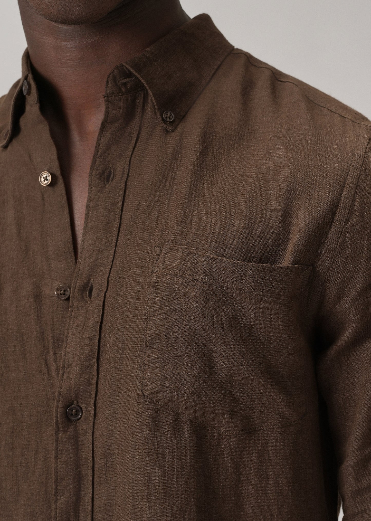 100% Pure Brown Linen Shirt